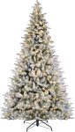 Alexa Enabled 7.5′ Flocked Prelit Artificial Christmas Tree