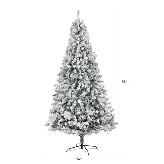 8ft. Pre-Lit Flocked West Virginia Fir Artificial Christmas Tree Clear LED Lights