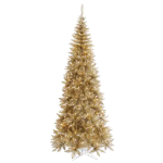 7.5ft. Pre-Lit Champagne Tinsel Fir Slim Artificial Christmas Tree Clear Dura-Lit™ Lights