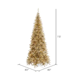 7.5ft. Pre-Lit Champagne Tinsel Fir Slim Artificial Christmas Tree Clear Dura-Lit™ Lights