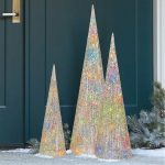 Holiday Cone Trees with Multicolor LED Lights 3-Piece